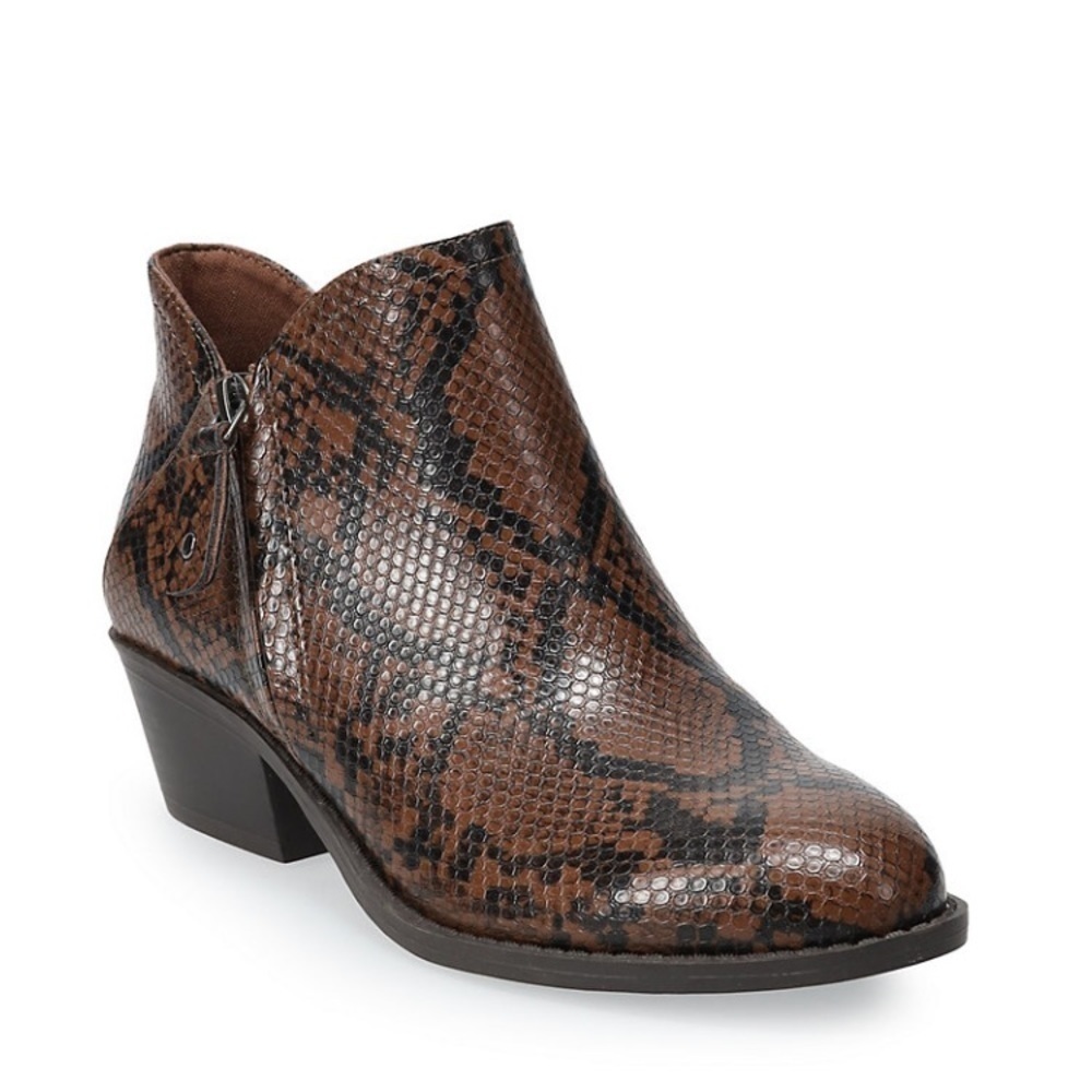 Snakeskin printed ankle booties